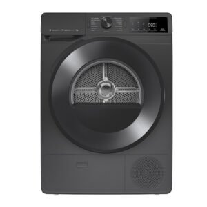 Sèche-linge pompe à chaleur 9 kg anthracite — 117 L, hublot XL